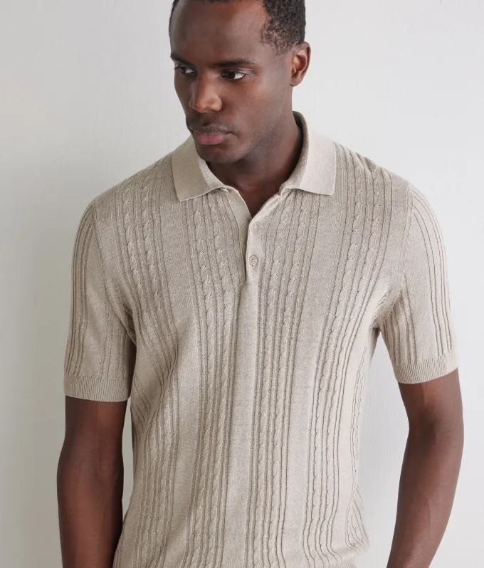 Polo trecce coste in lino e cotone