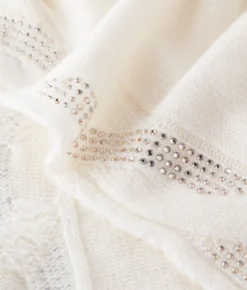 Sciarpa con trecce e strass in Cashmere Ultrasoft