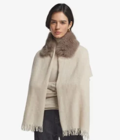 Sciarpa in cashmere con pelliccia