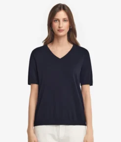 T-Shirt con scollo a V in cotone fresh