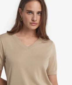 T-Shirt con scollo a V in cotone fresh