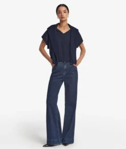 T-Shirt con scollo a V in seta e modal