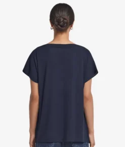 T-Shirt con scollo a V in seta e modal