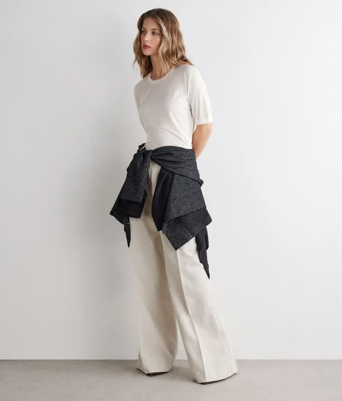 T-shirt girocollo in seta