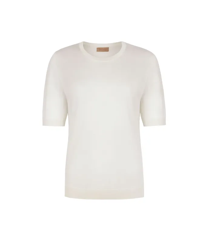 T-shirt girocollo in seta