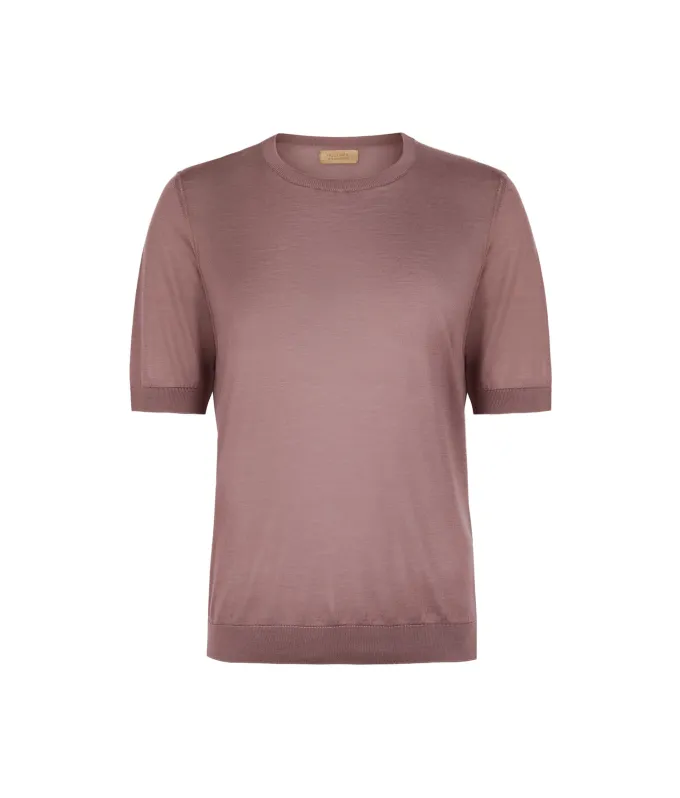 T-shirt girocollo in seta