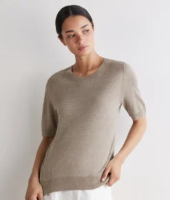 T-shirt girocollo lino e cotone