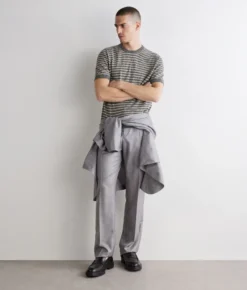T-shirt rigata in cotone lino
