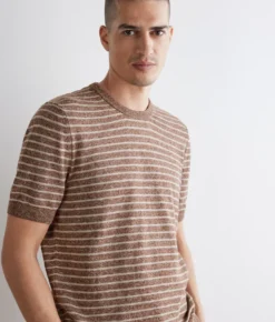 T-shirt rigata in cotone lino